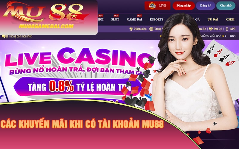 Các khuyến mãi khi có tài khoản Mu88 Các khuyến mãi khi có tài khoản Mu88